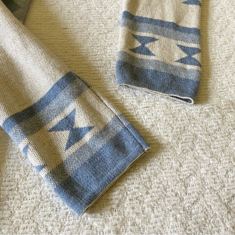 Jessica Simpson Blue Aztec Geometric Longline Duster Cardigan - Picture 11 of 14